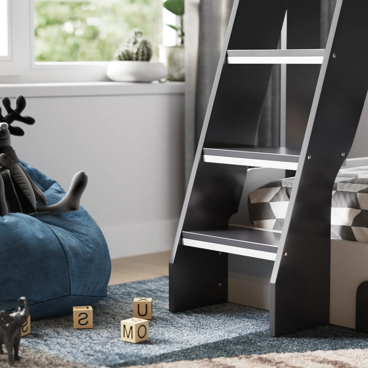 Triple Sleeper Bunk Bed with Storage - Grey, Wood