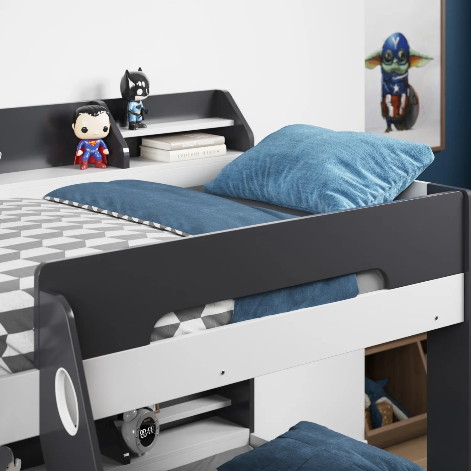 Triple Sleeper Bunk Bed with Storage - Grey, Wood