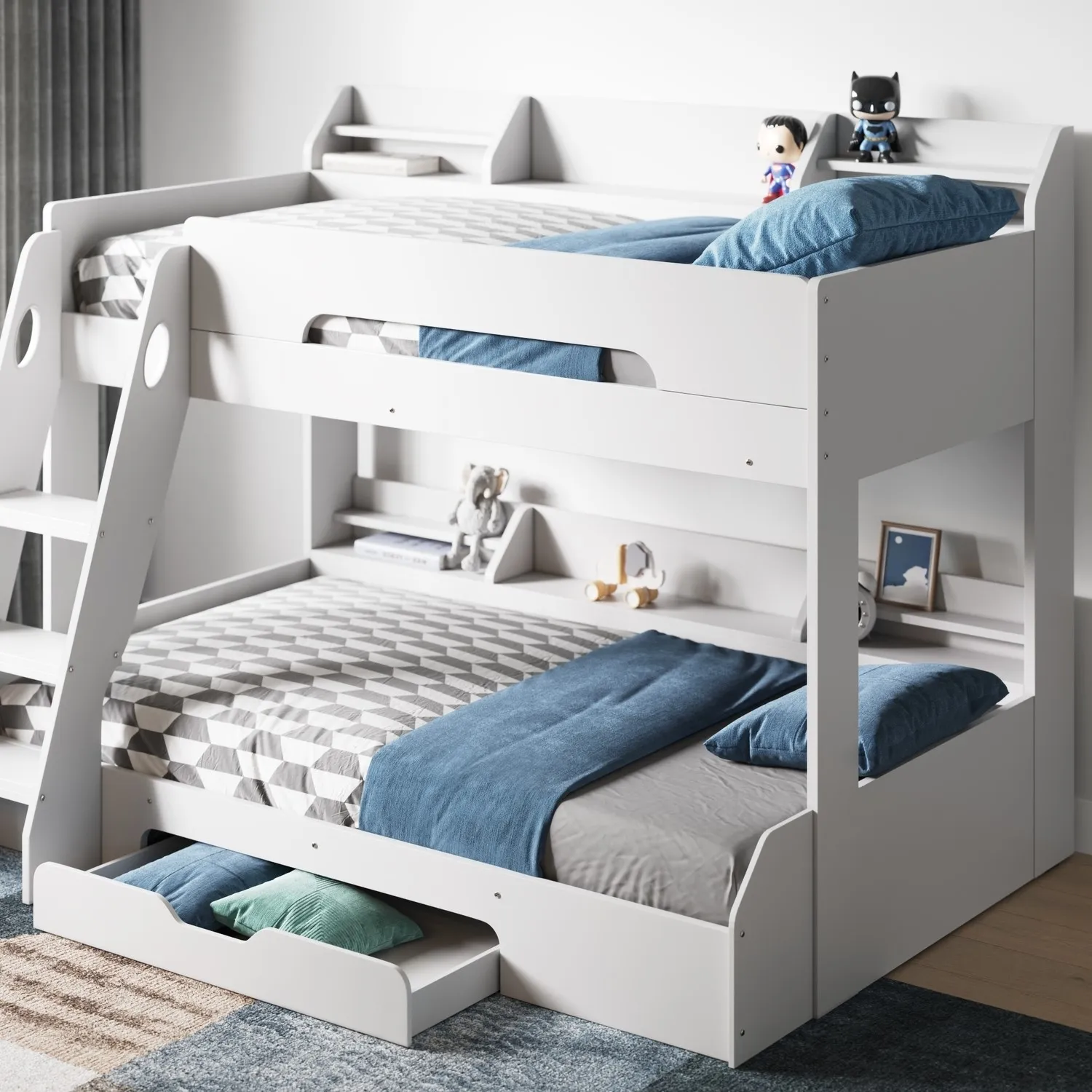 Triple Sleeper Bunk Bed with Storage - White, Wood