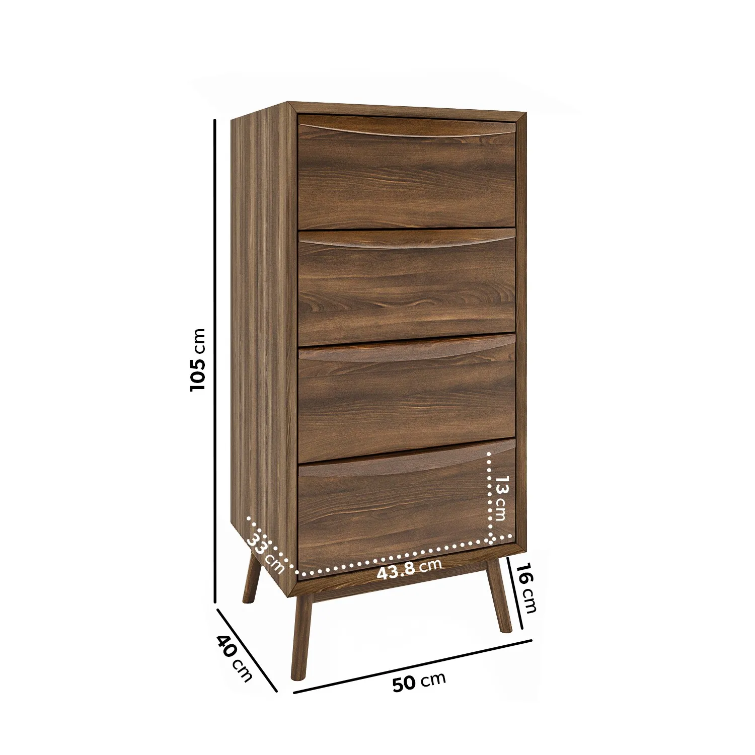 Bedside Table & Tall Chest Set - Walnut, Wood