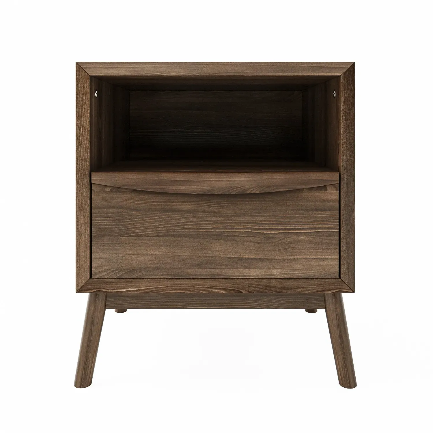 Mid-Century Bedside Table with Drawer - Walnut, Wood