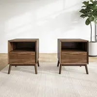 Pair of Bedside Tables with Drawer - Walnut
