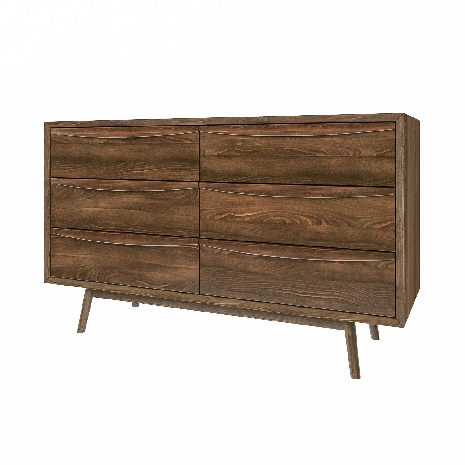 Wide 6-Drawer Chest - Walnut, Solid Wood