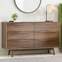 Wide 6-Drawer Chest - Walnut, Solid Wood