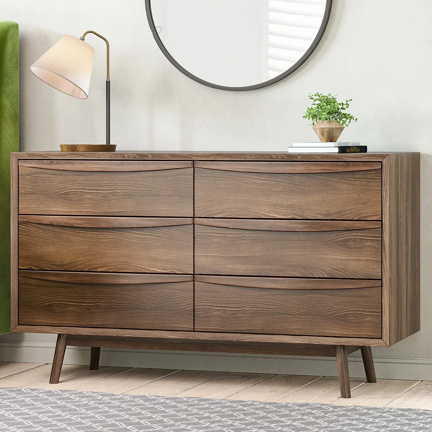 Wide 6-Drawer Chest - Walnut, Solid Wood image