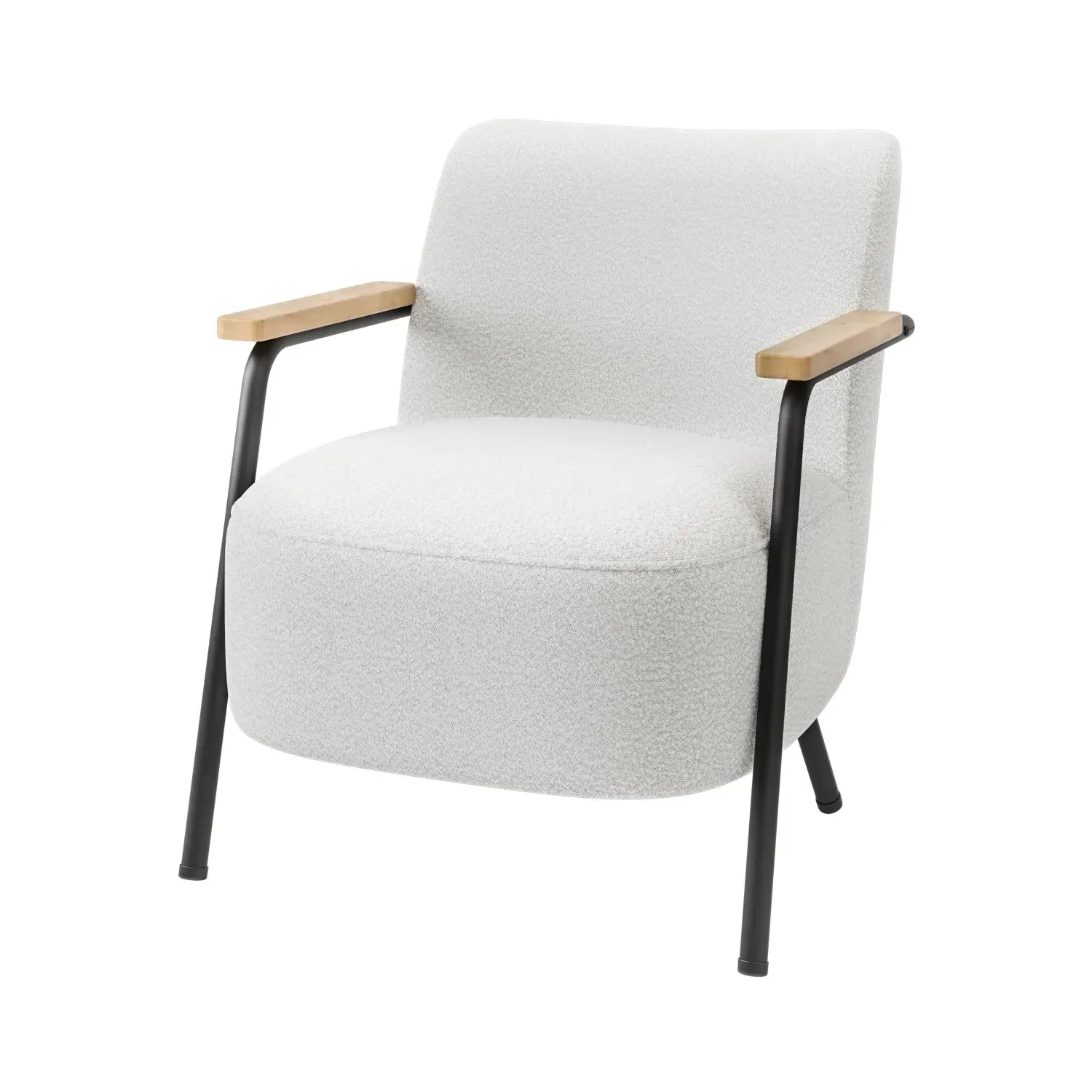 Scandi Armchair with Black Frame - Cream, Boucle