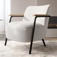 Scandi Armchair with Black Frame - Cream, Boucle
