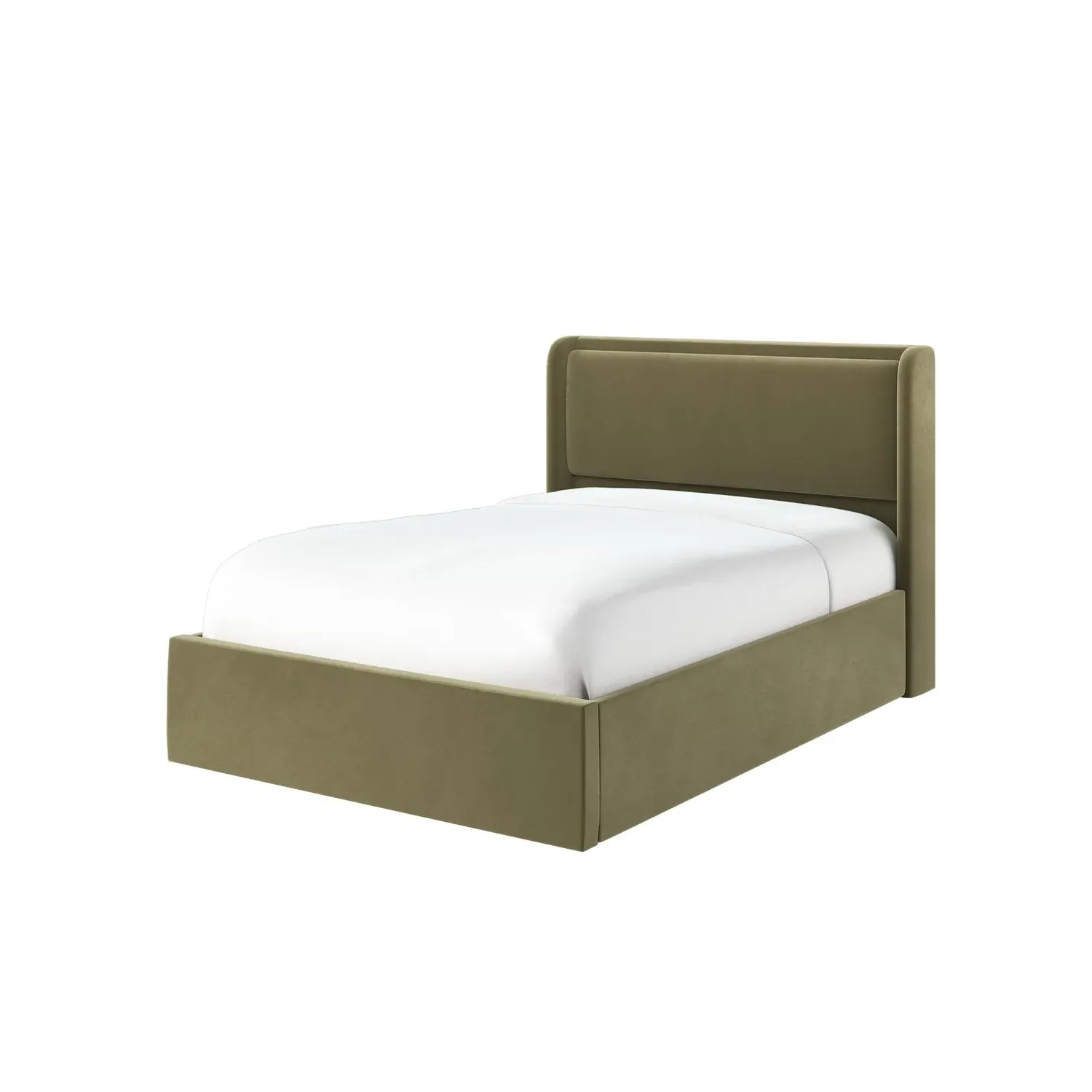 Double Ottoman Bed with Storage - Green, Velvet