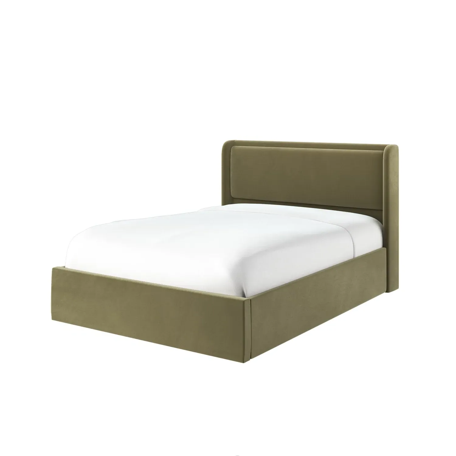 King Size Ottoman Bed with Storage - Green, Velvet