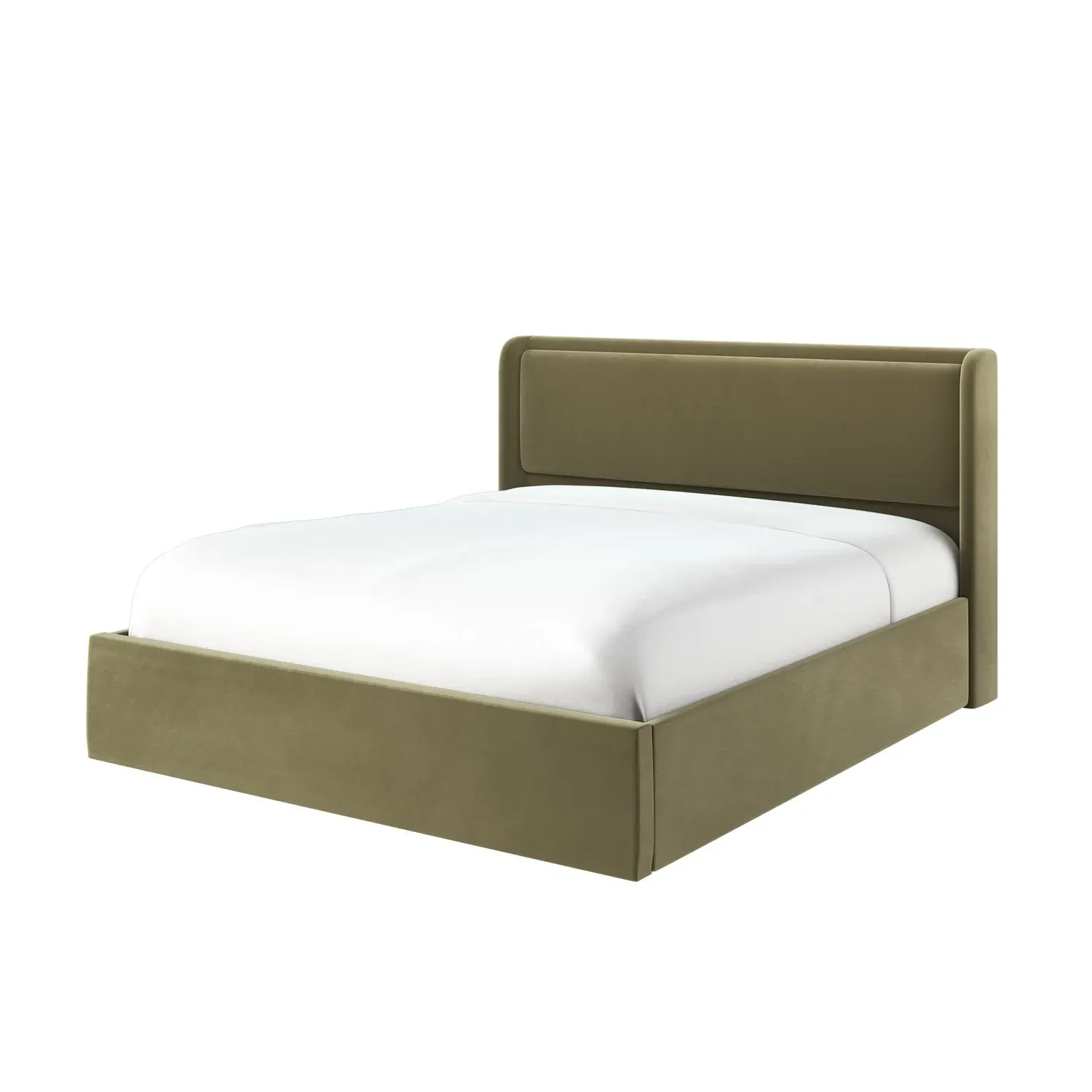 Super King Ottoman Bed with Storage - Green, Velvet