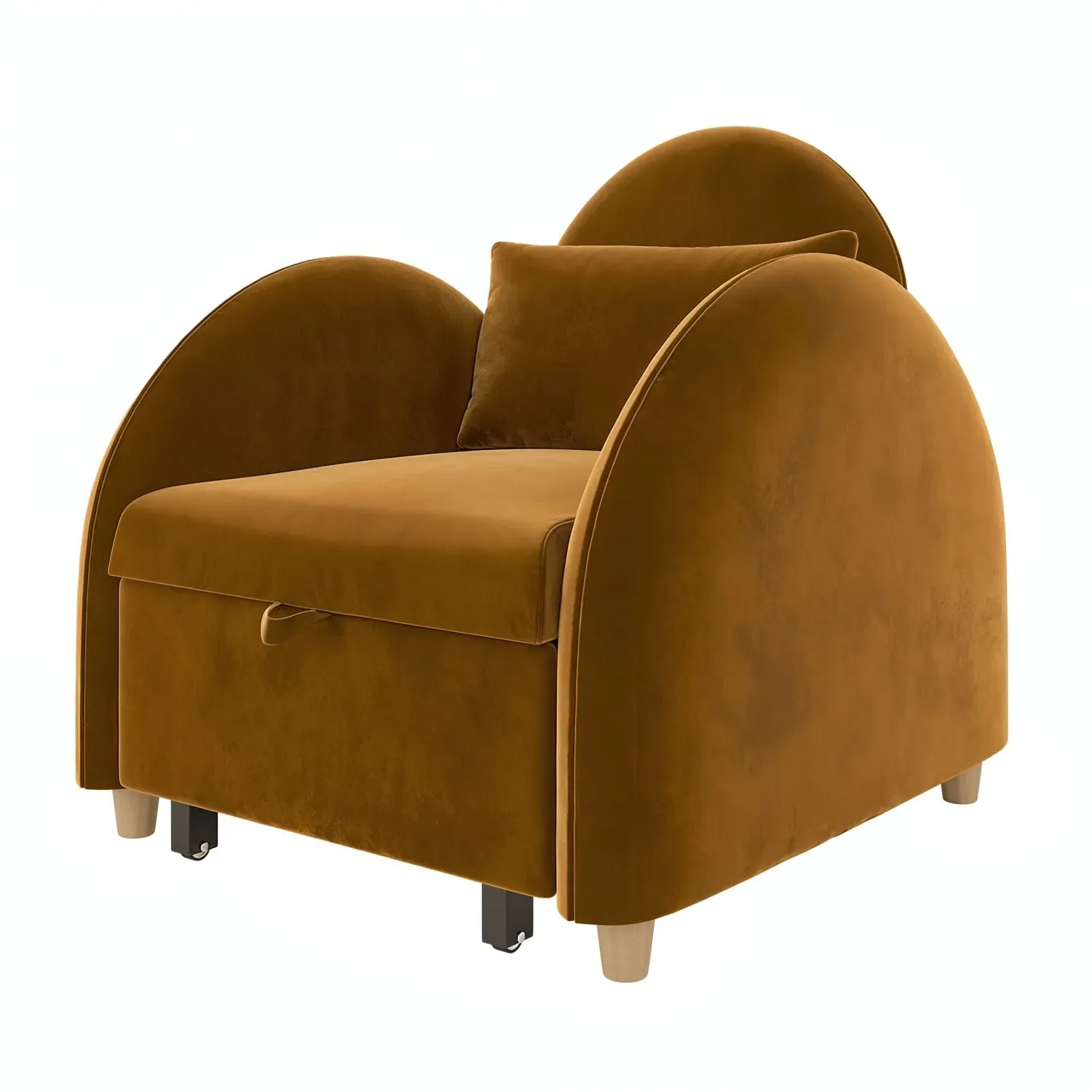 Convertible Armchair Bed - Caramel, Velvet