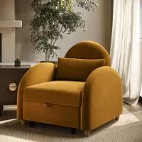 Convertible Armchair Bed - Caramel, Velvet