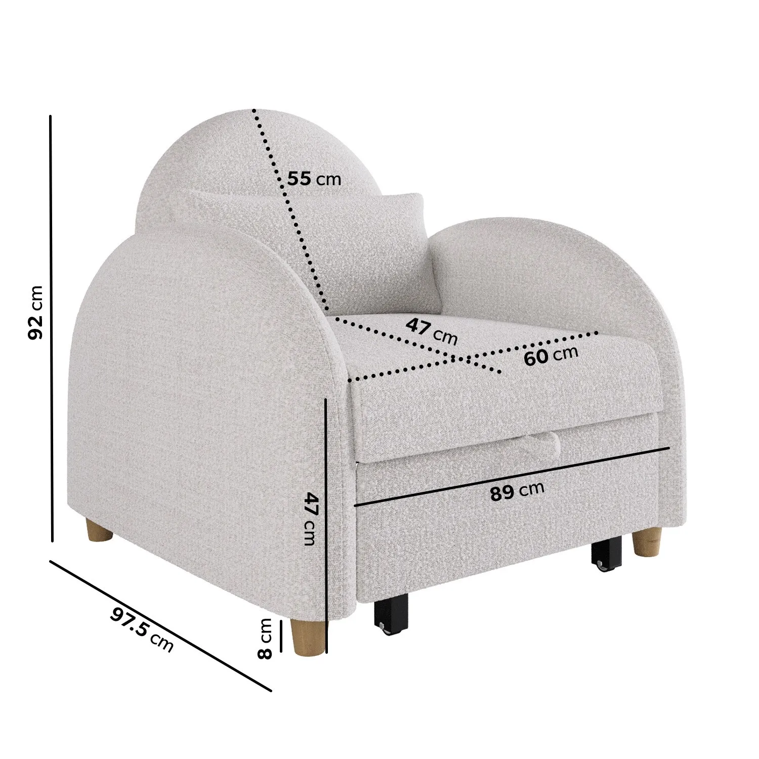 Reclining Nursing Chair - Beige, Boucle