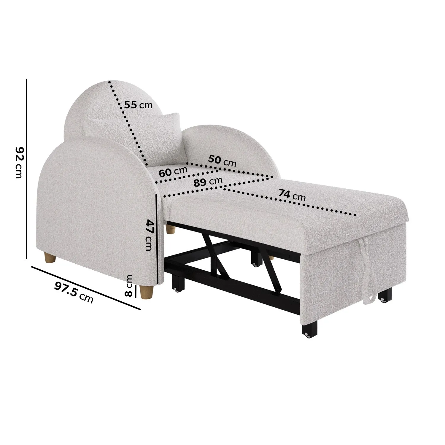 Reclining Nursing Chair - Beige, Boucle