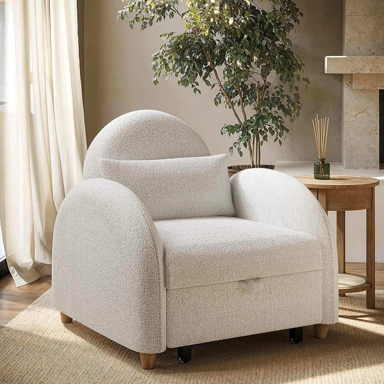 Reclining Nursing Chair - Beige, Boucle image