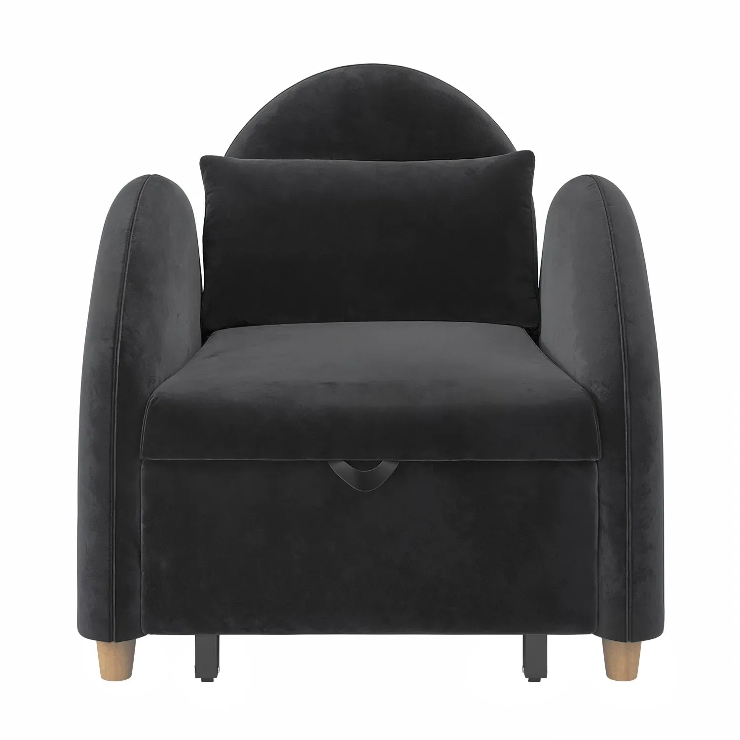 Single Chair Bed with Reclining - Grey, Velvet