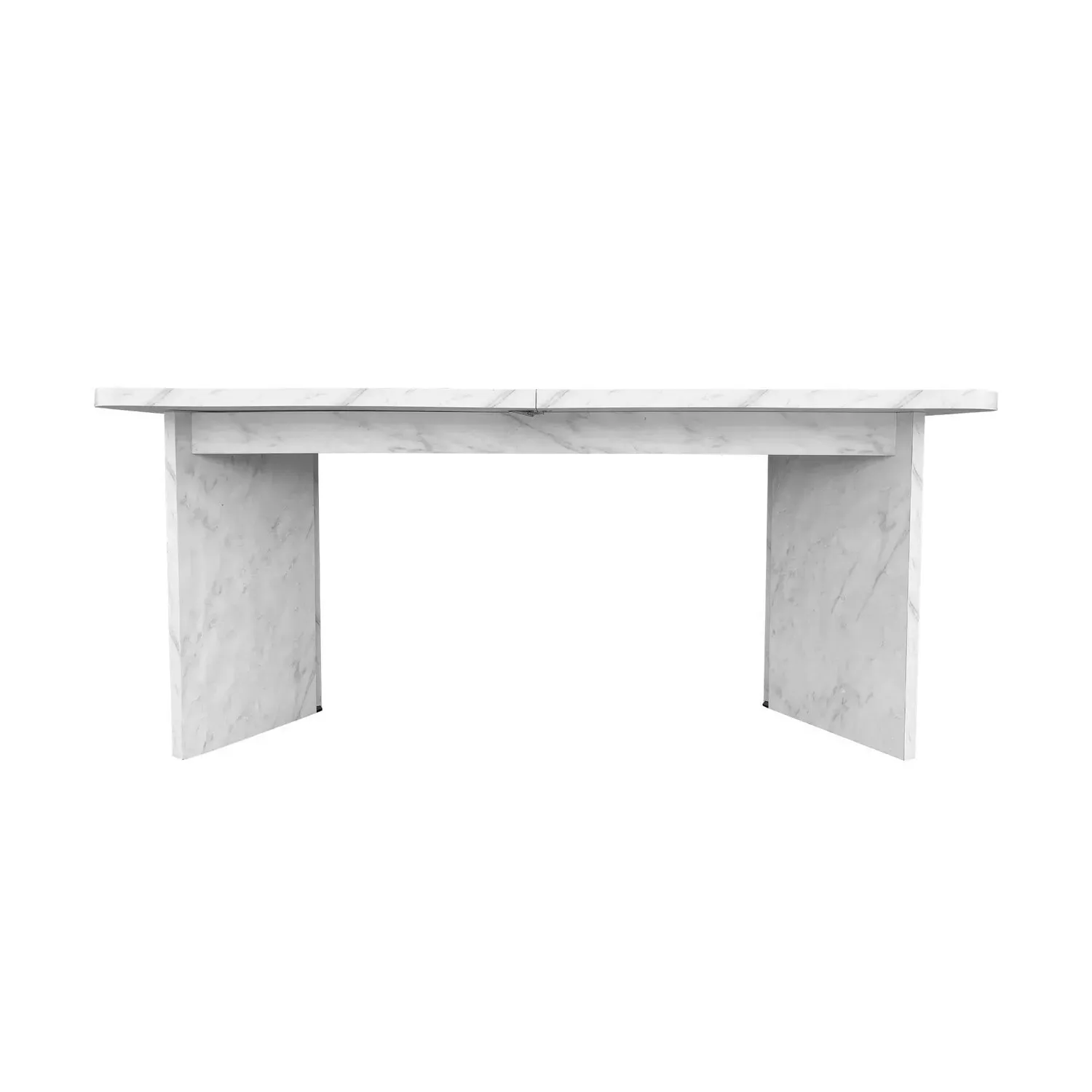 6-Seater Extendable Dining Set - White, Marble