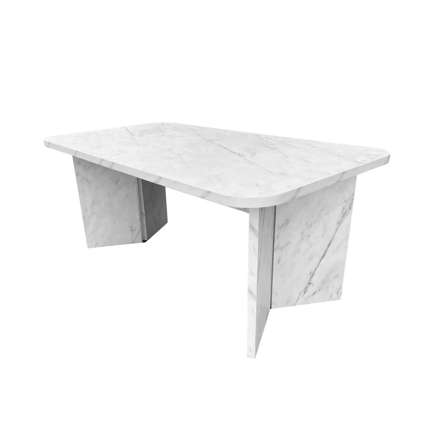 6-Seater Extendable Dining Set - White, Marble