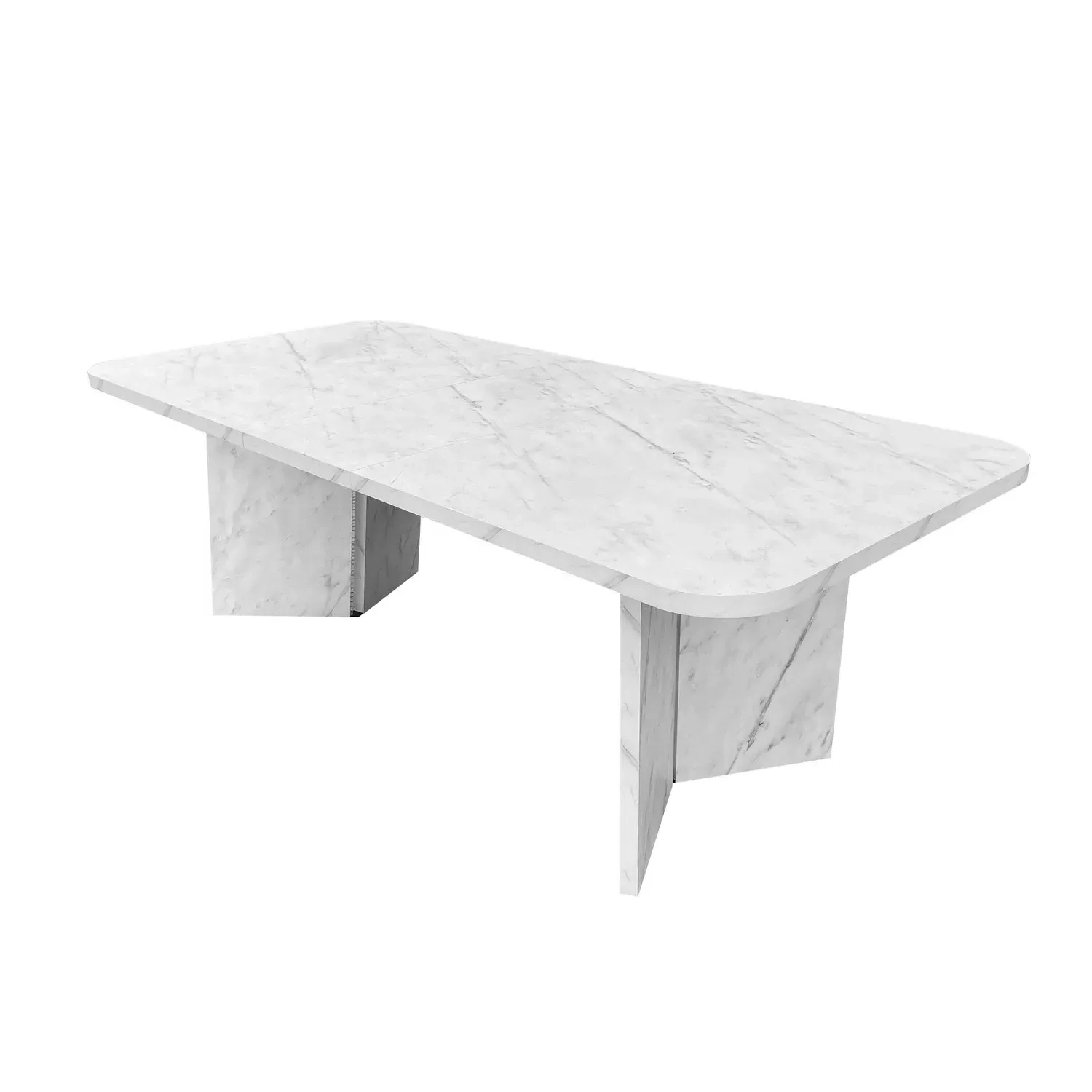 6-Seater Extendable Dining Set - White, Marble