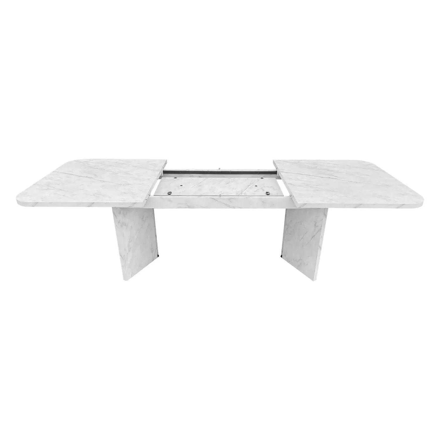 6-Seater Extendable Dining Set - White, Marble