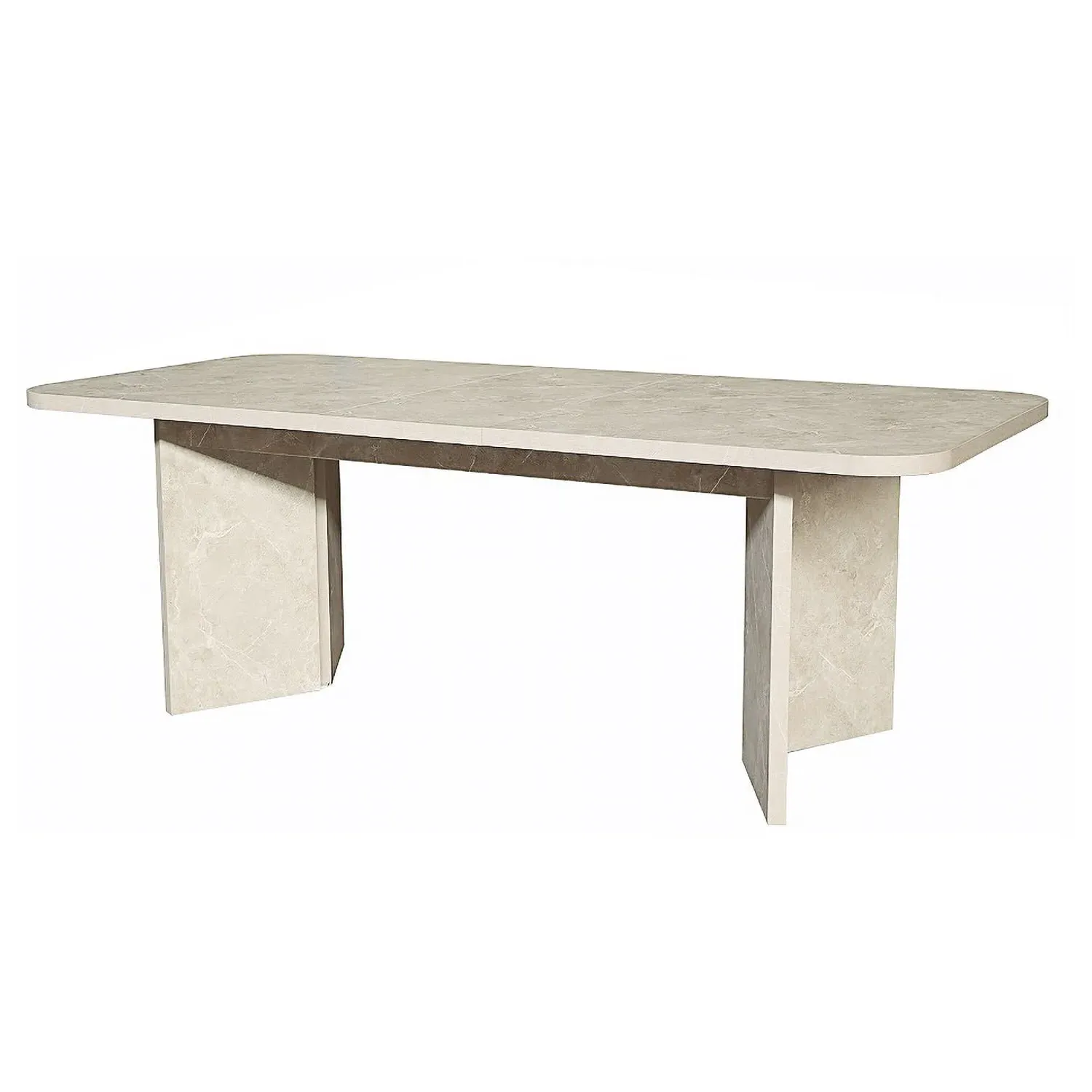 Extendable Dining Table Set with 6 Chairs - Beige