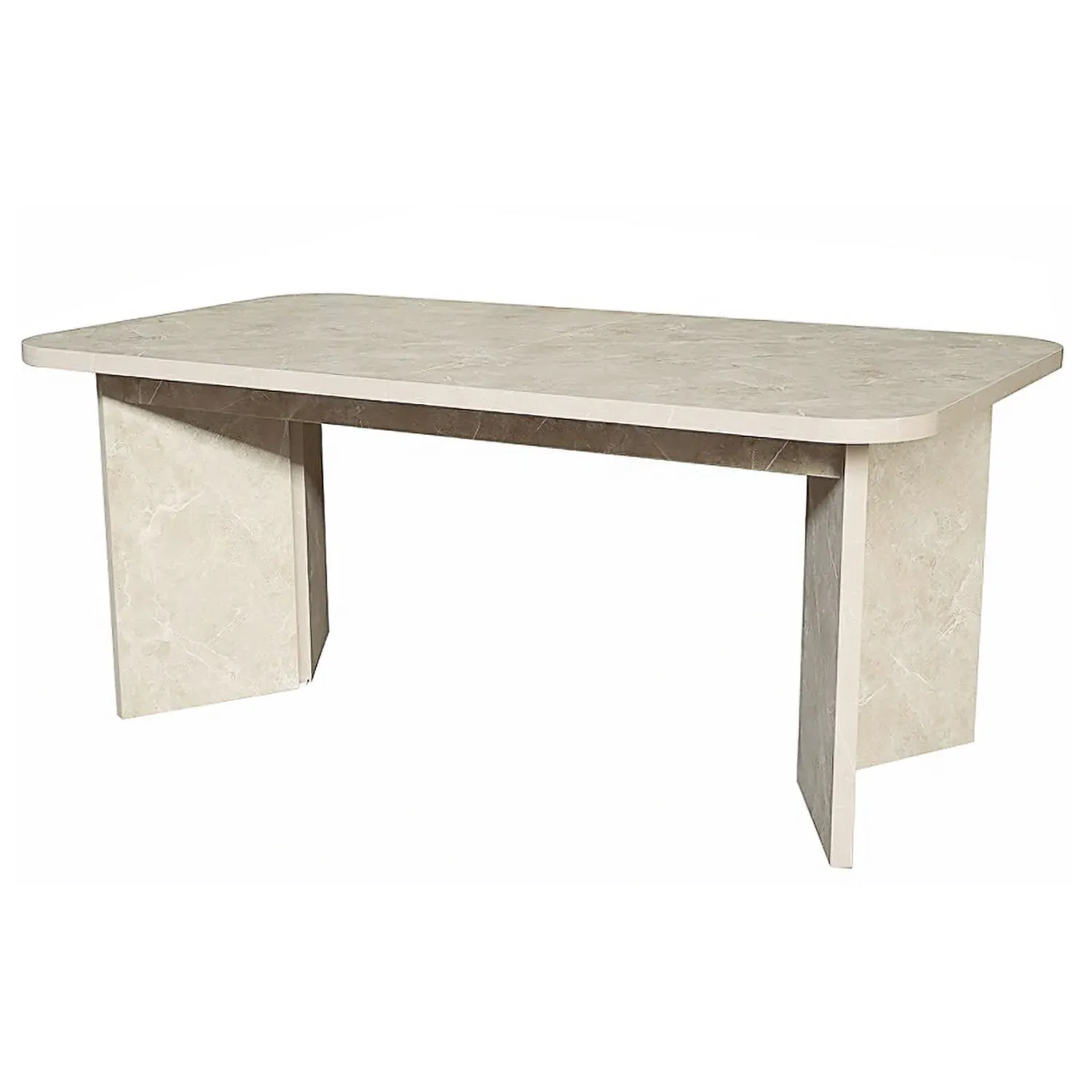 Extendable Dining Table Set with 6 Chairs - Beige
