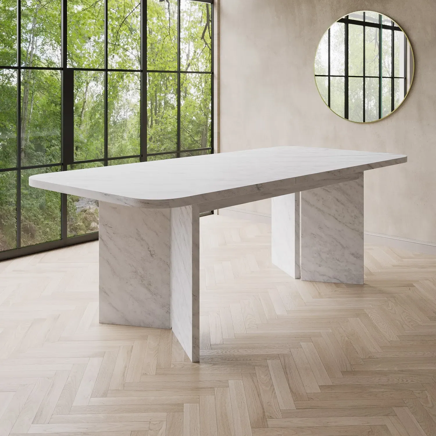 Extendable Dining Table with Butterfly Mechanism - White image