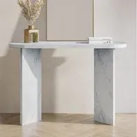 Large Console Table with Marble Effect - White