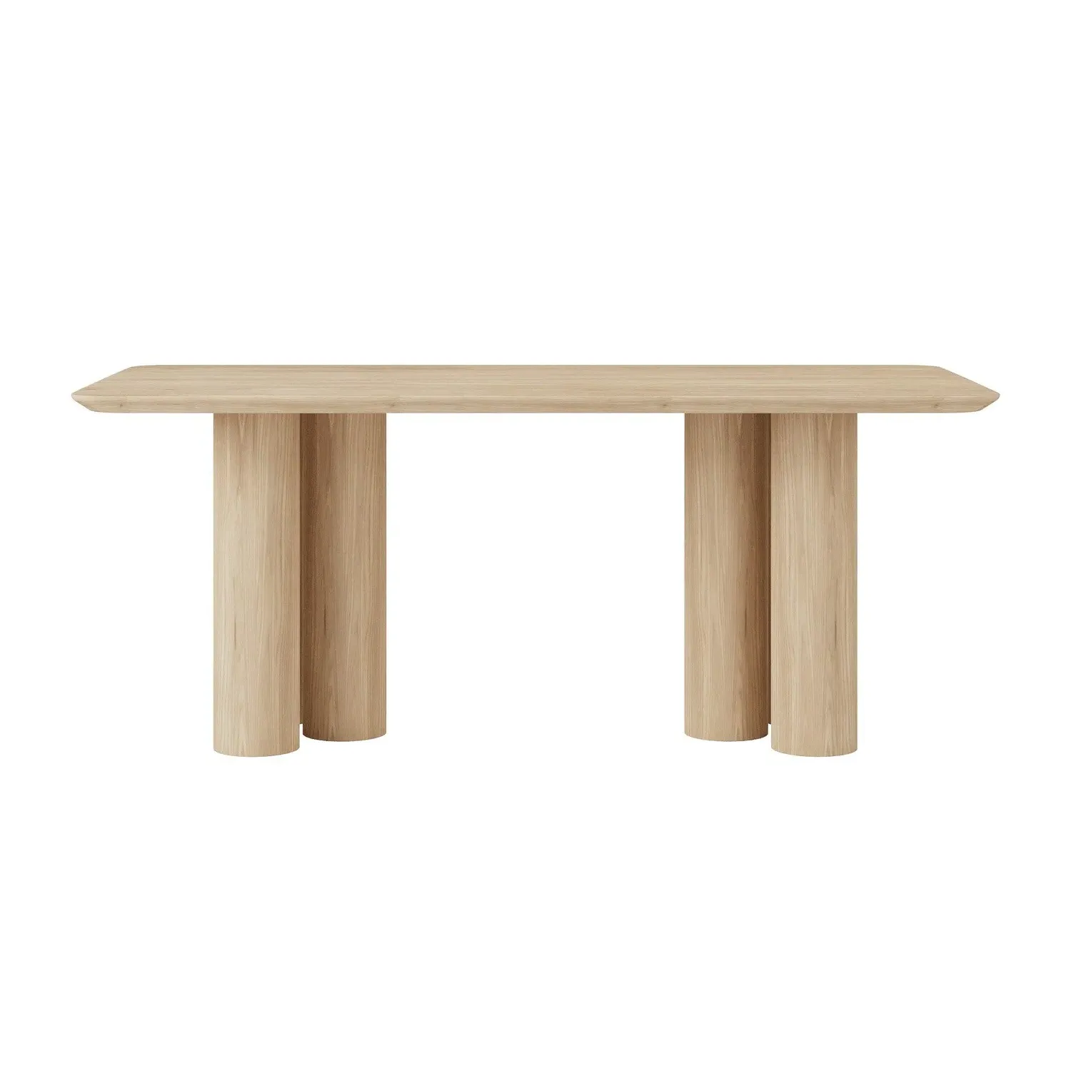 Large Dining Table with Pillar Legs - Brown, Oak