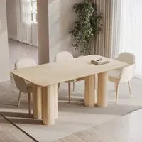 Large Dining Table with Pillar Legs - Brown, Oak