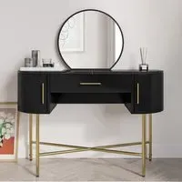 Dressing Table with Mirror - Black, Wood