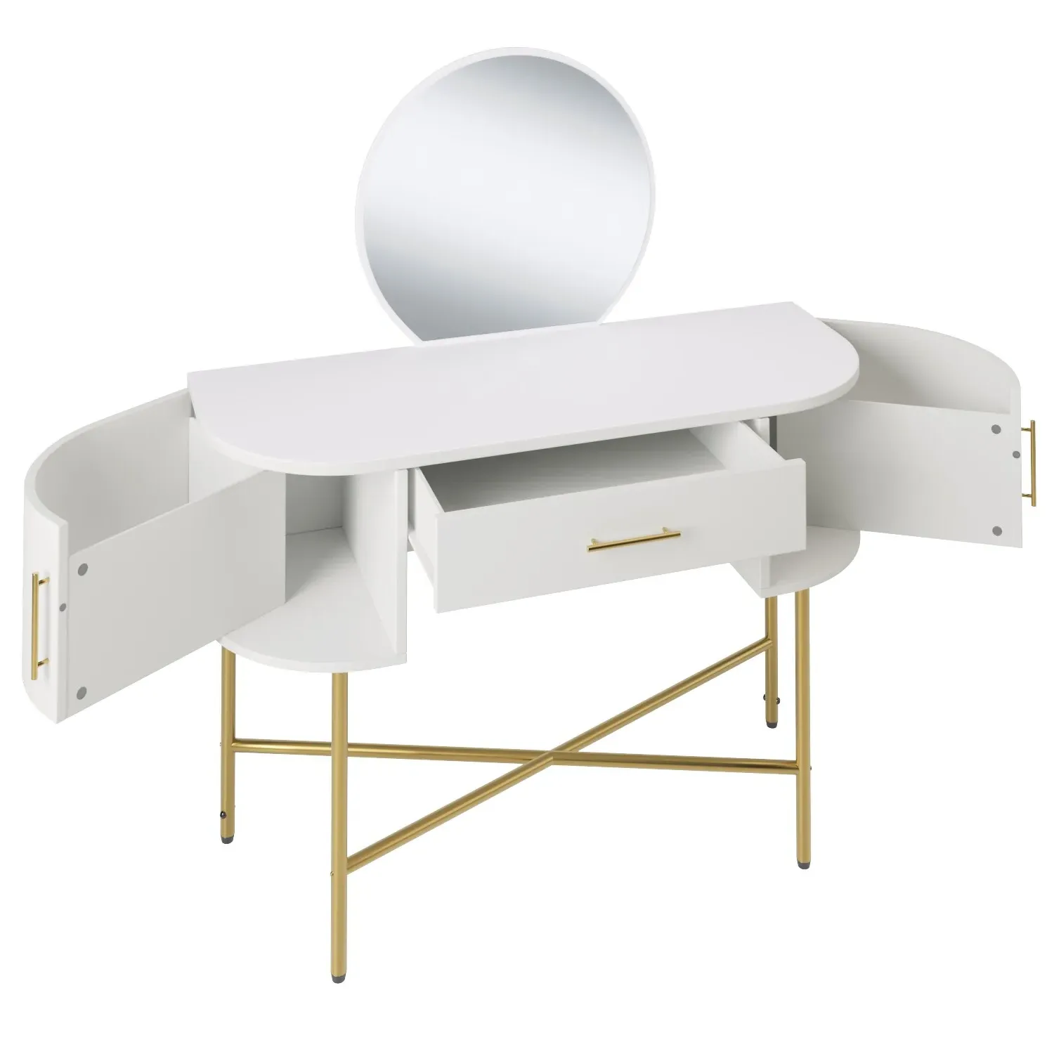 Dressing Table with Mirror - White, Wood