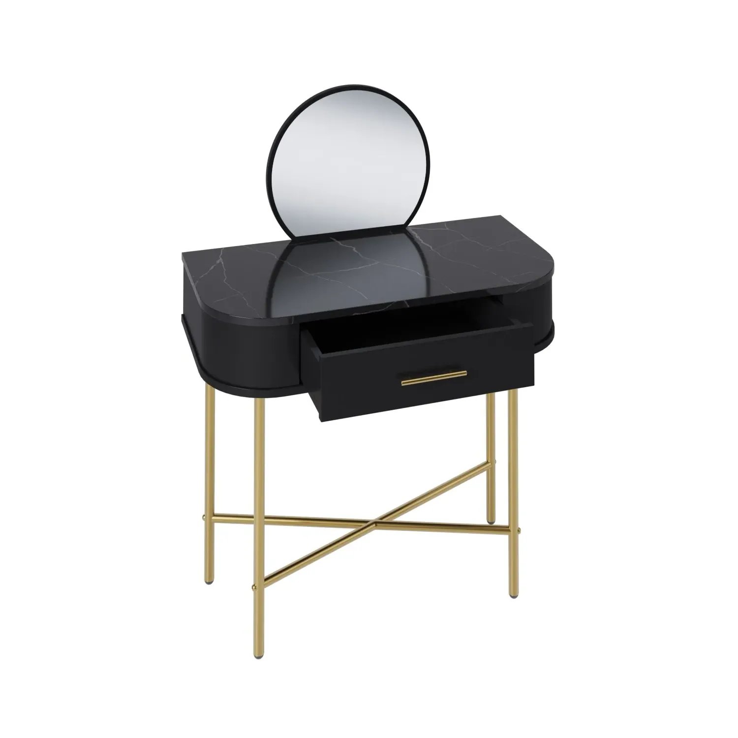 Small Dressing Table with Mirror - Black, Wood