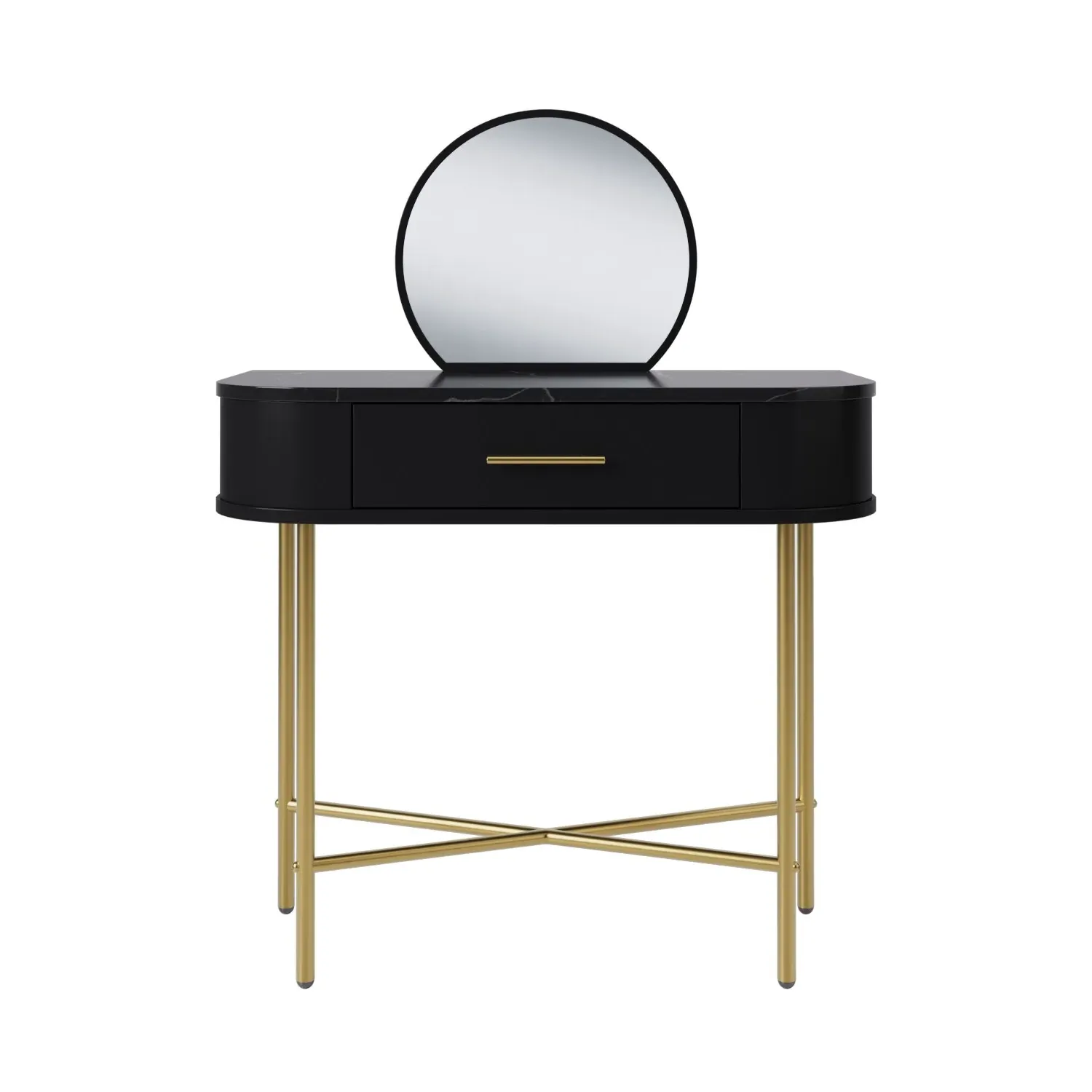 Small Dressing Table with Mirror - Black, Wood