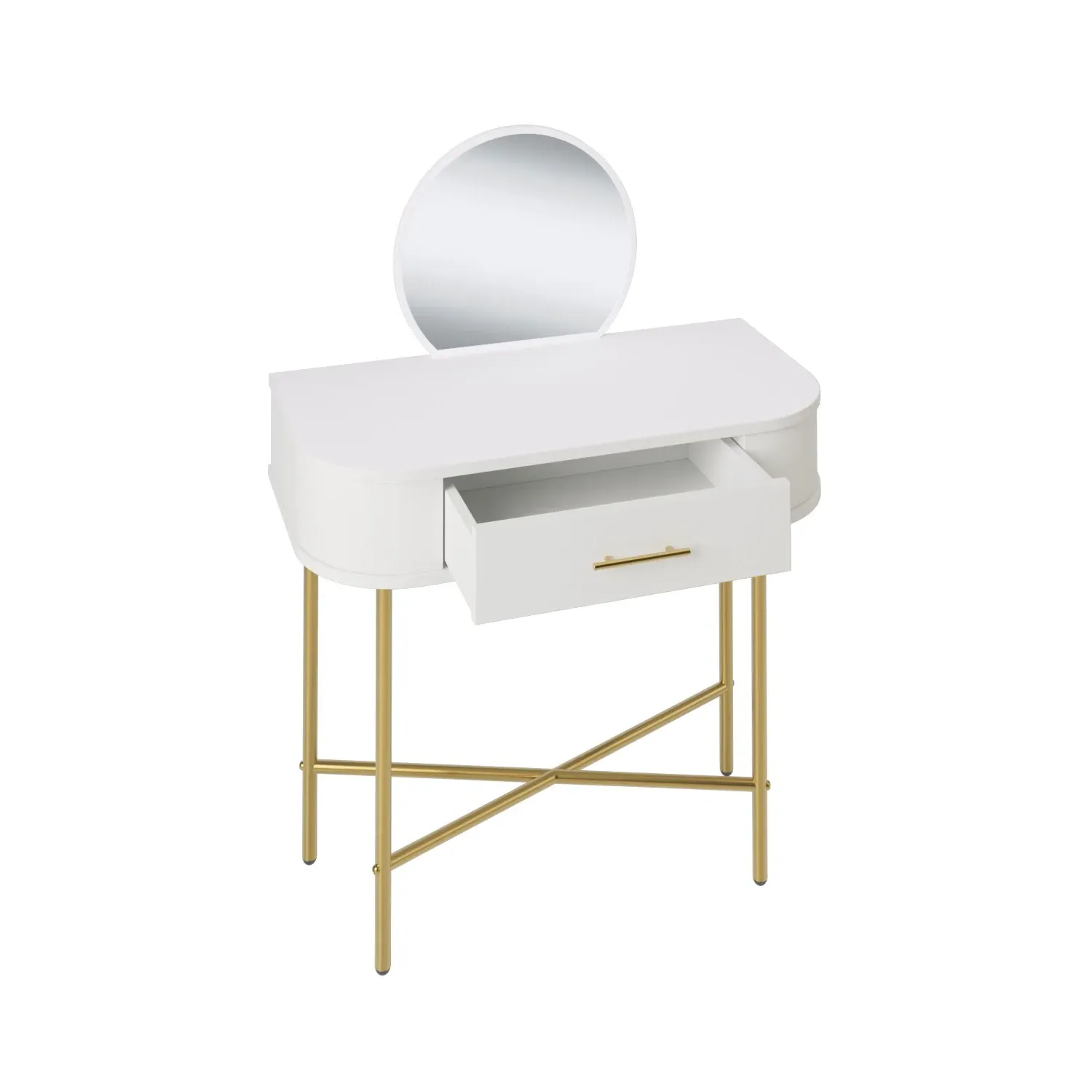 Small Dressing Table with Mirror - White, Wood