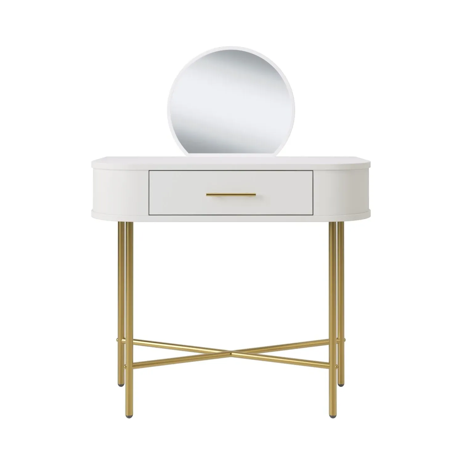 Small Dressing Table with Mirror - White, Wood