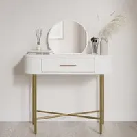 Small Dressing Table with Mirror - White, Wood
