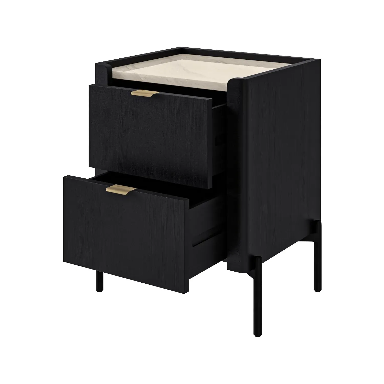 2-Drawer Bedside Table - Black, Oak