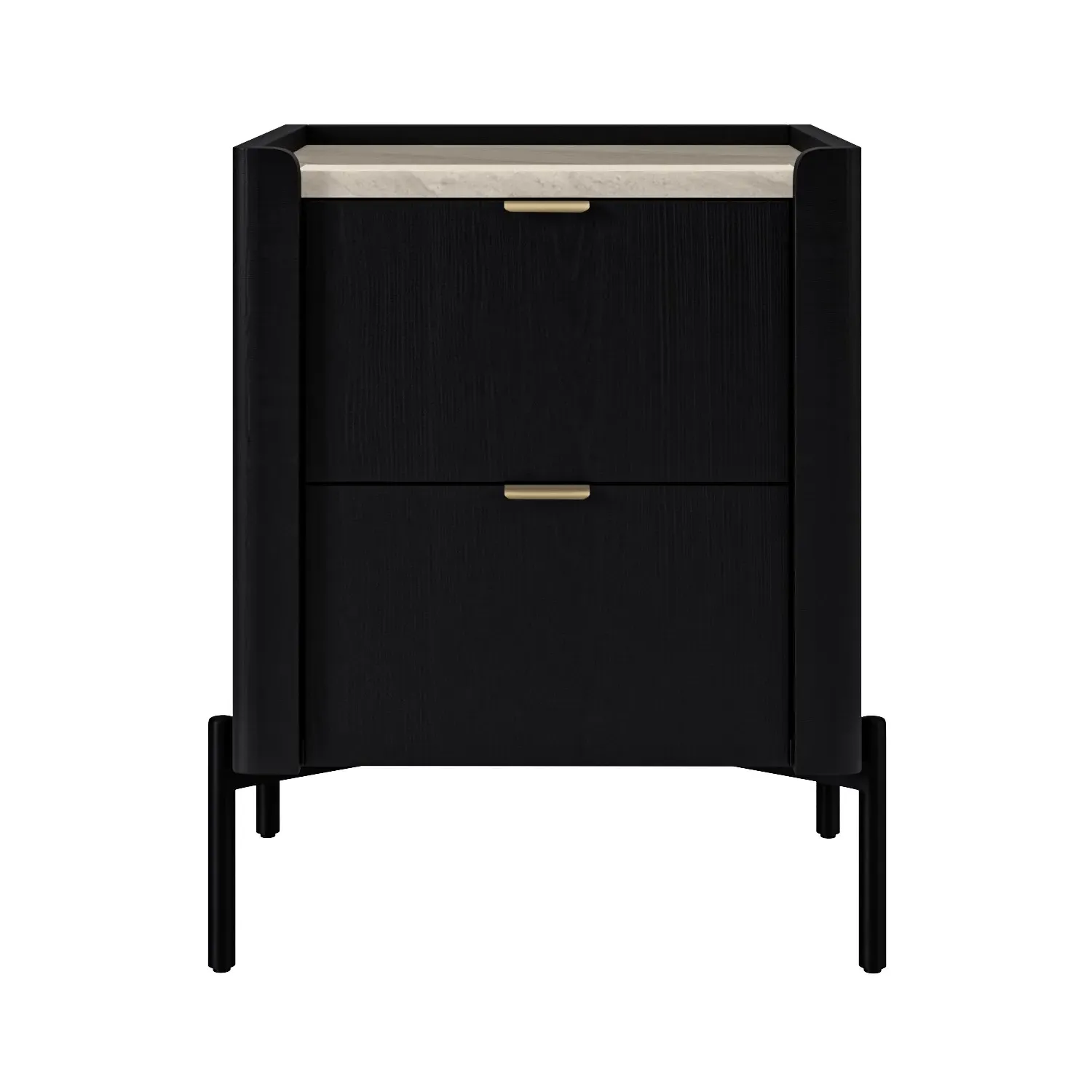 2-Drawer Bedside Table - Black, Oak