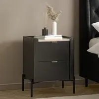 2-Drawer Bedside Table - Black, Oak