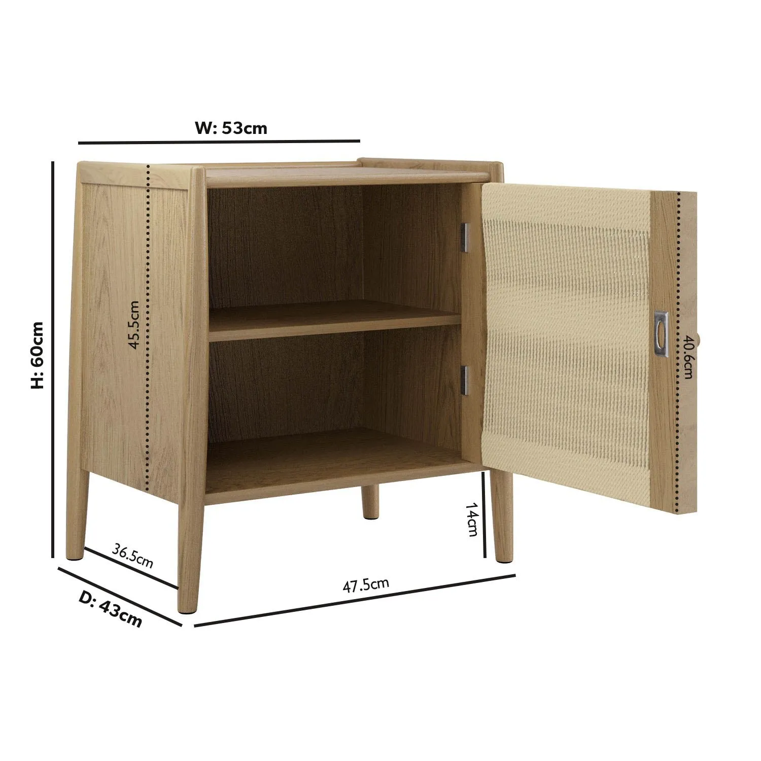 Single Door Bedside Table - Wood, Oak