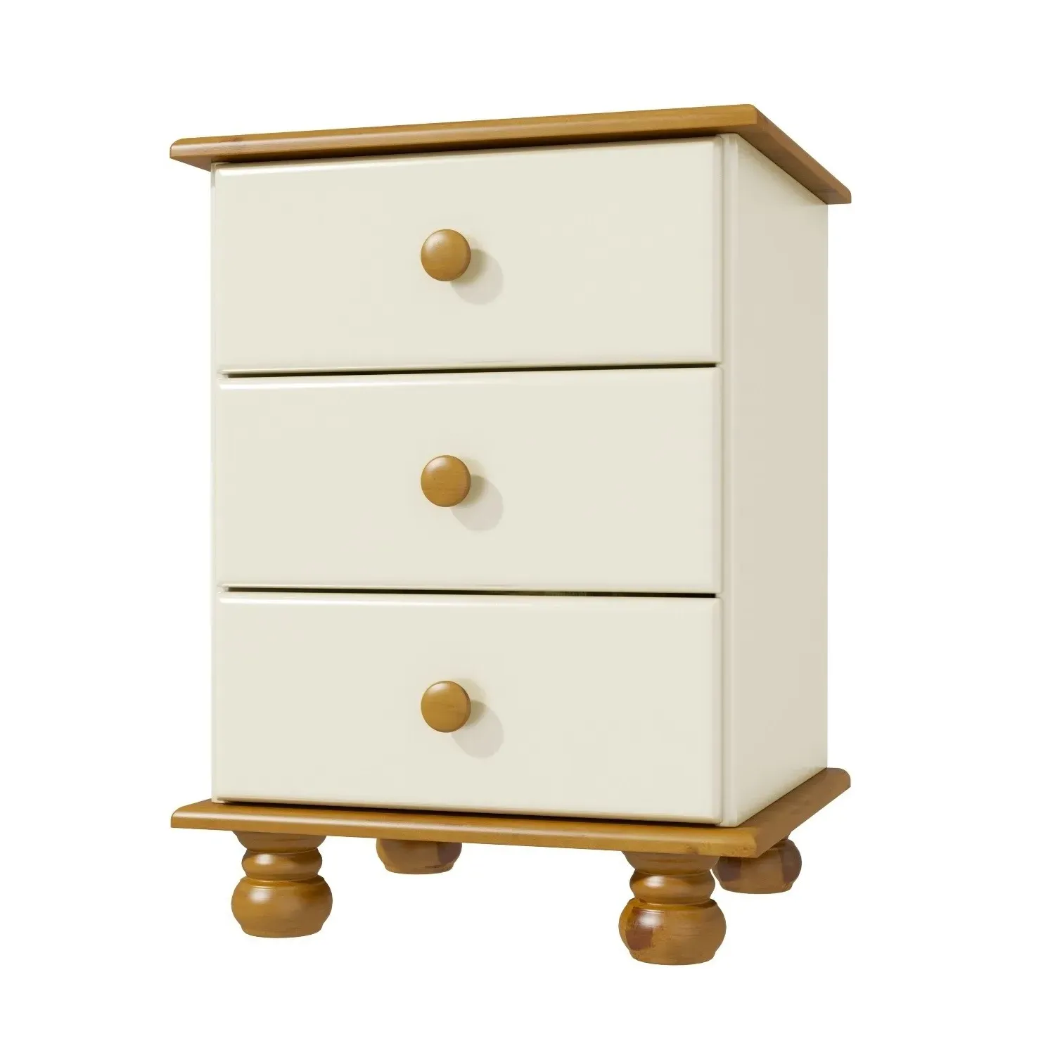 3-Drawer Bedside Table - Cream, Pine