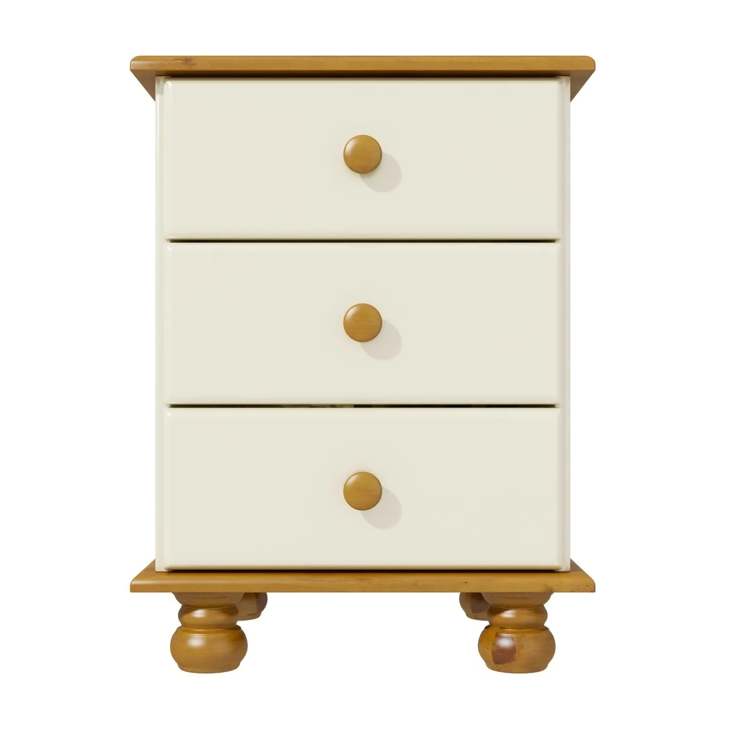 3-Drawer Bedside Table - Cream, Pine