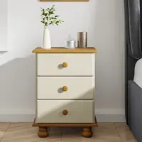 3-Drawer Bedside Table - Cream, Pine