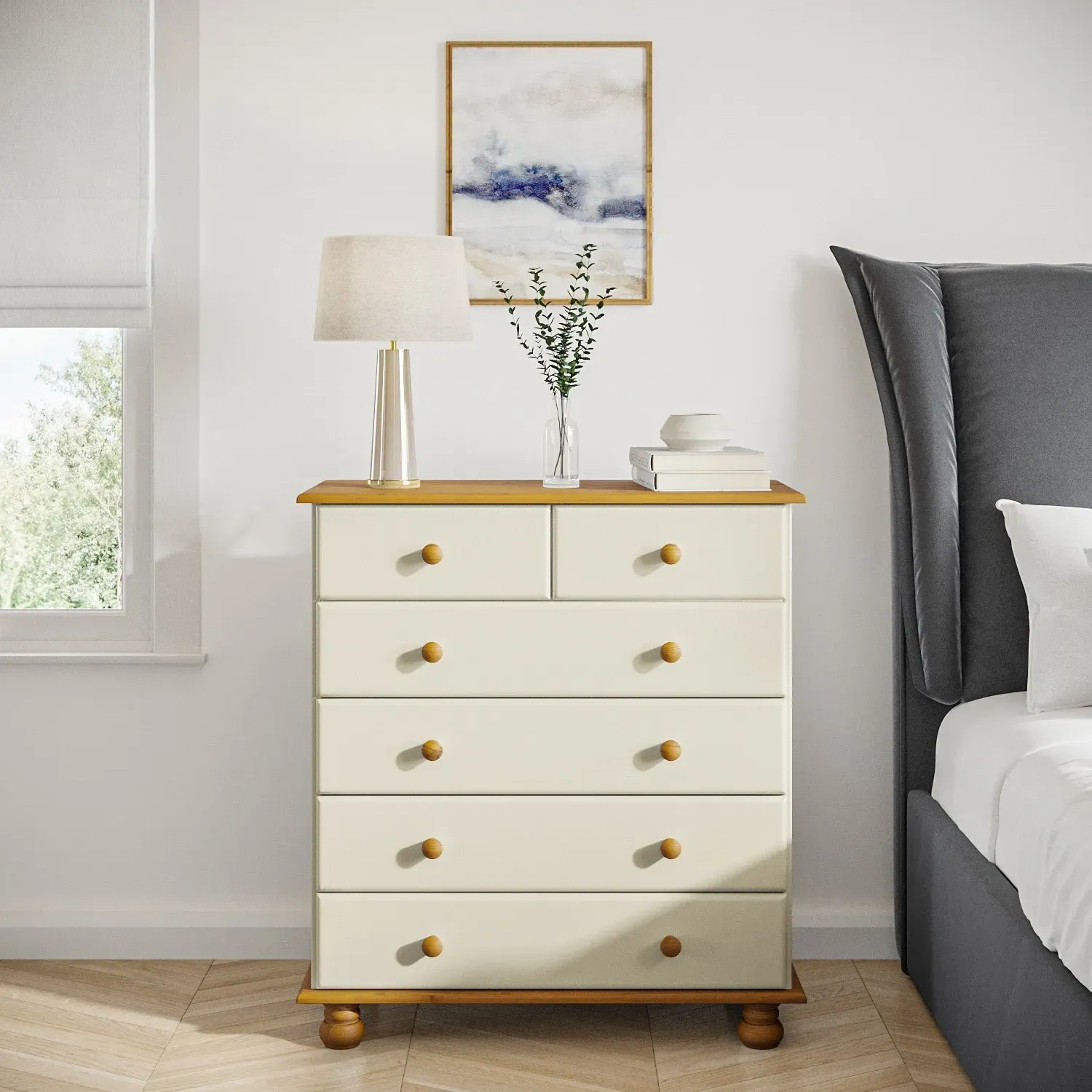 6-Drawer Chest - Cream, Pine