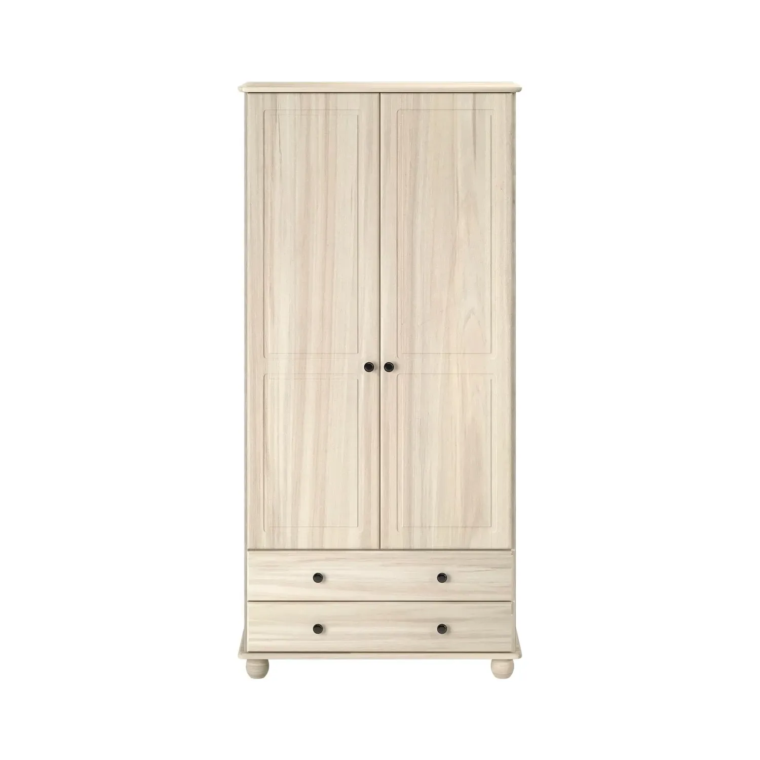 2-Door Wardrobe with Drawers - Light Wood, Pine
