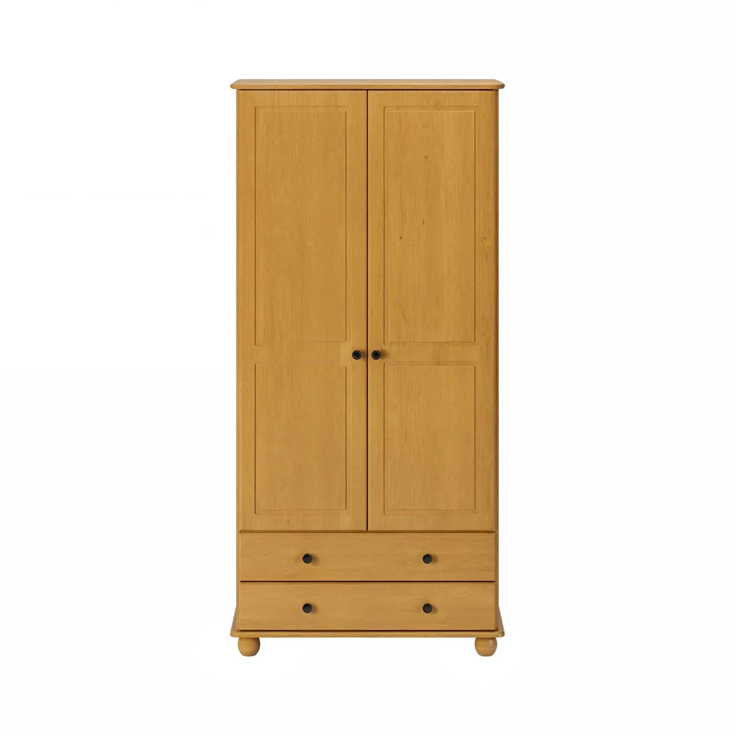 2-Door Wardrobe with Drawers - Pine, Solid Wood