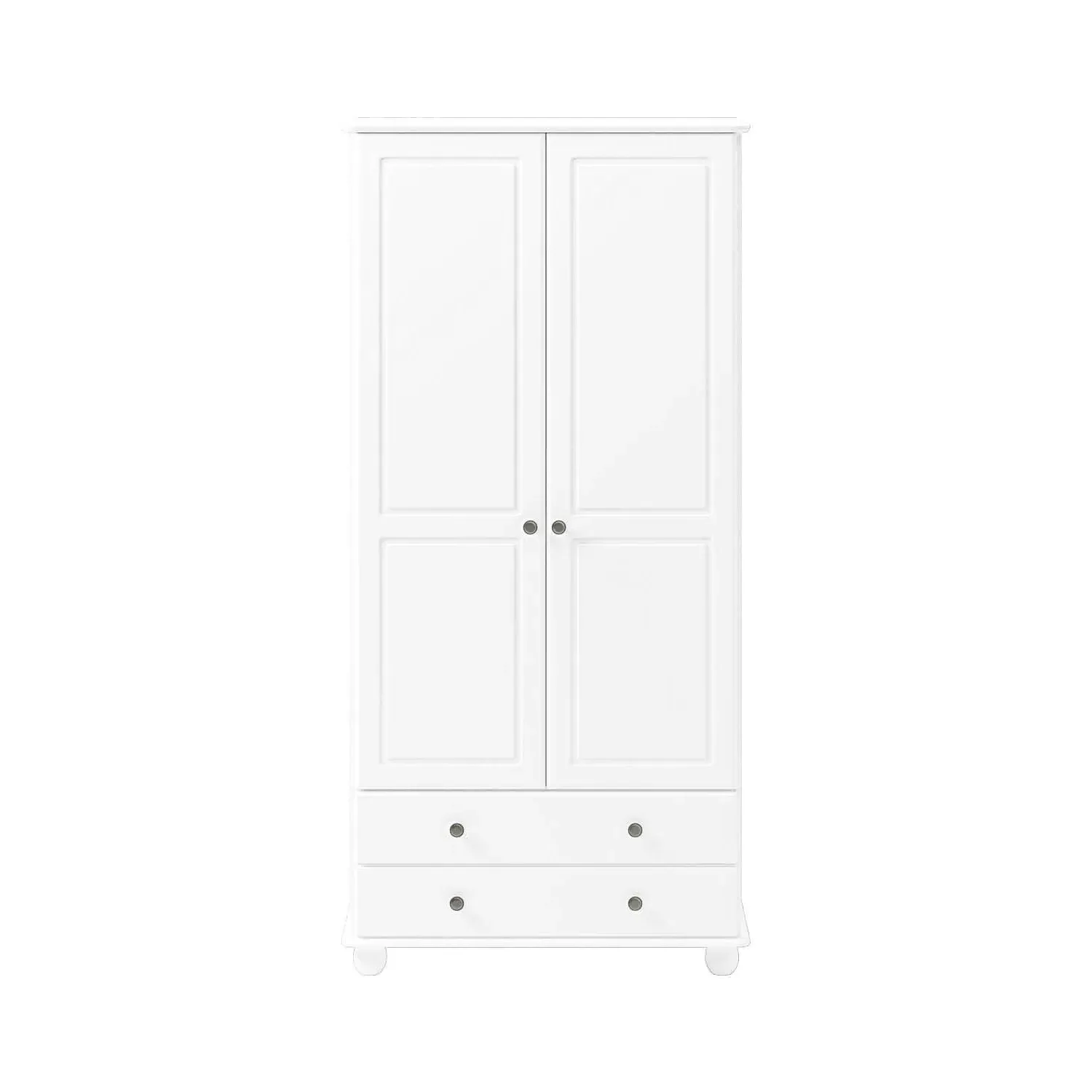 2-Door Wardrobe with Drawers - White, Pine