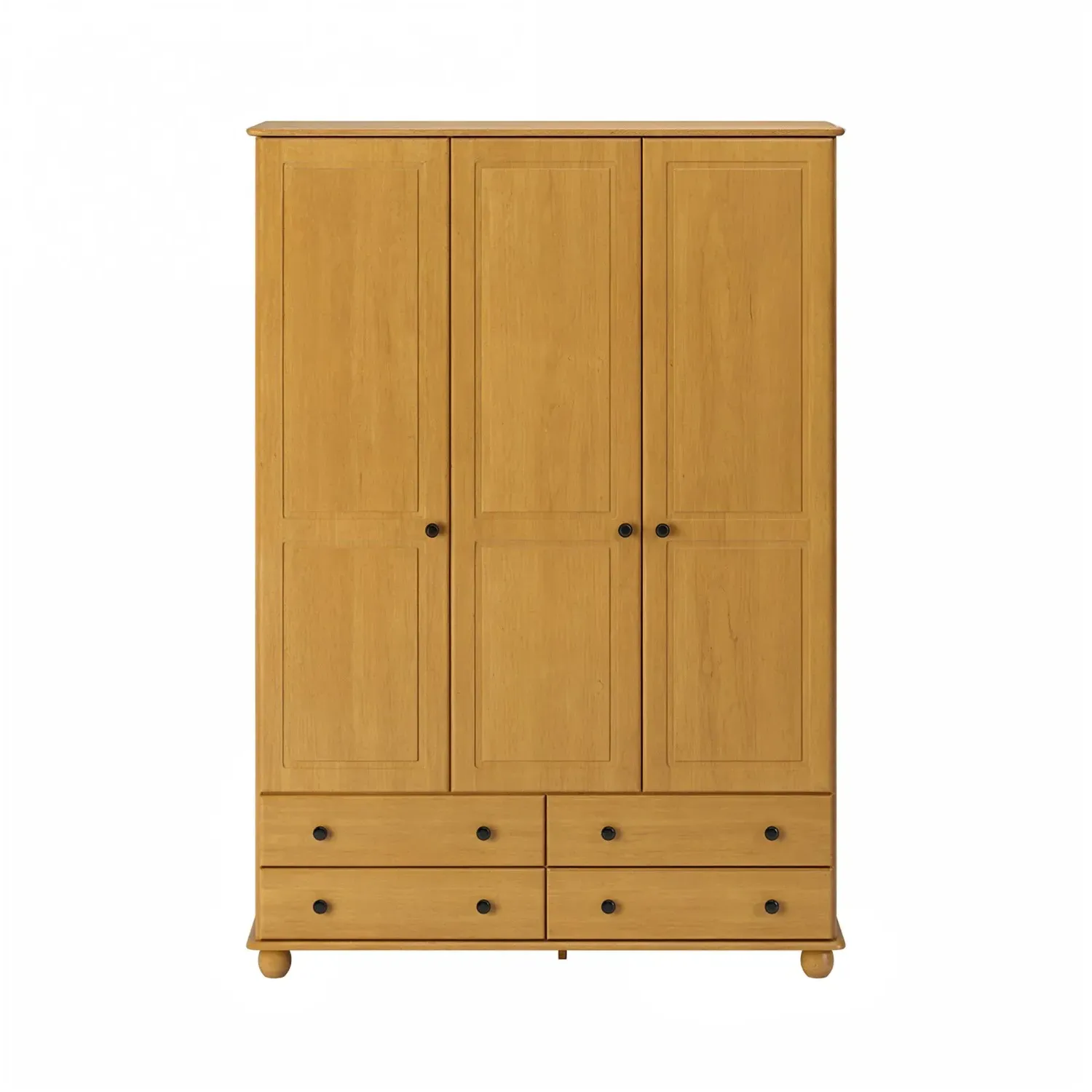 3-Door Wardrobe with Drawers - Pine, Solid Wood