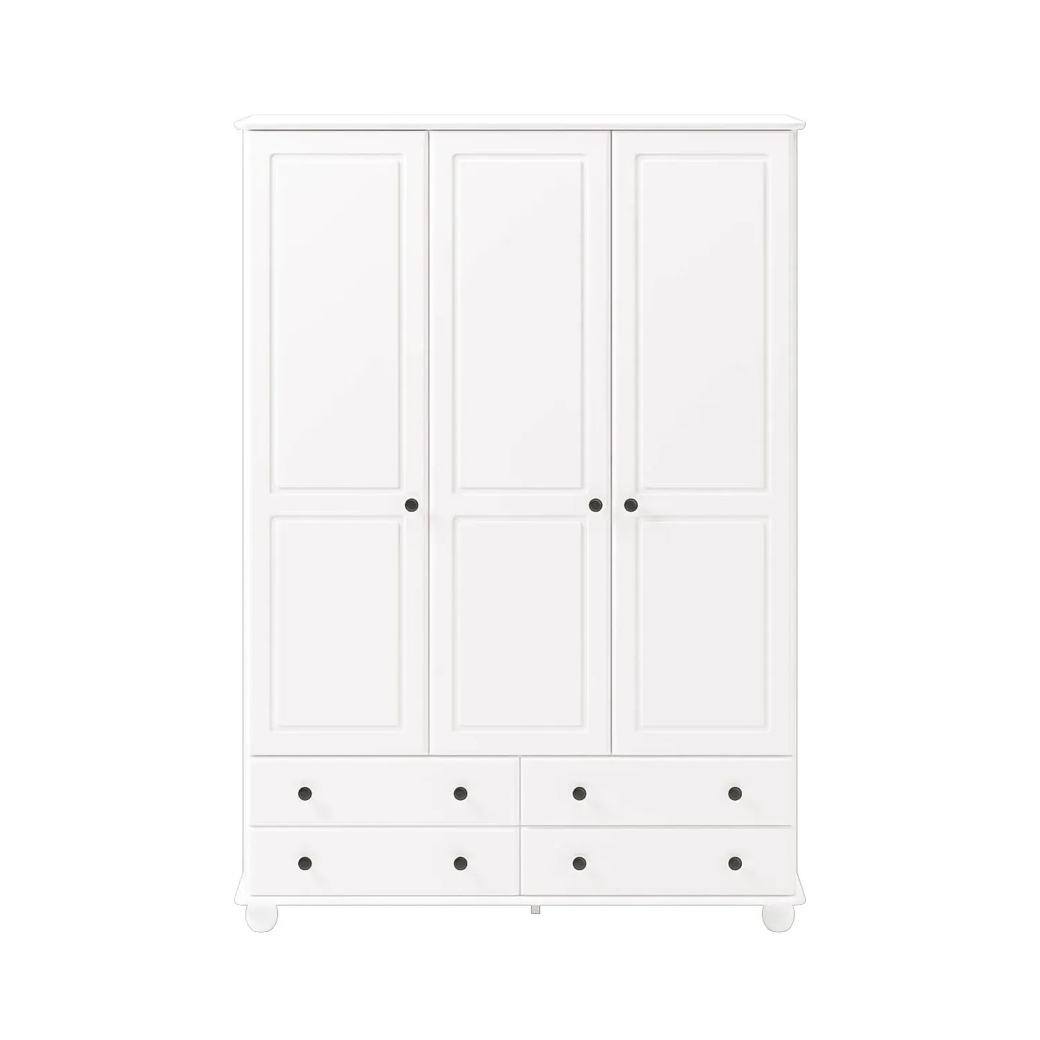 3-Door Wardrobe with Drawers - White, Pine